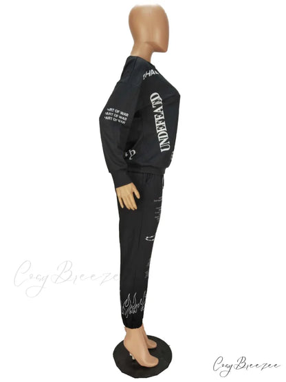 and Oversized Women’s Sweatshirt Design Hoodies Letter Pants Joggers Autumn Set