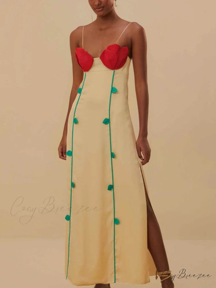 And Sexy Sleeveless Charming Contrast Patchwork Midi Dress