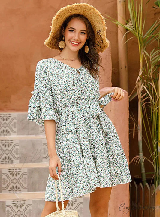 and Sleeves Ruffled with Gown Trumpet Flowered Straps S / purple