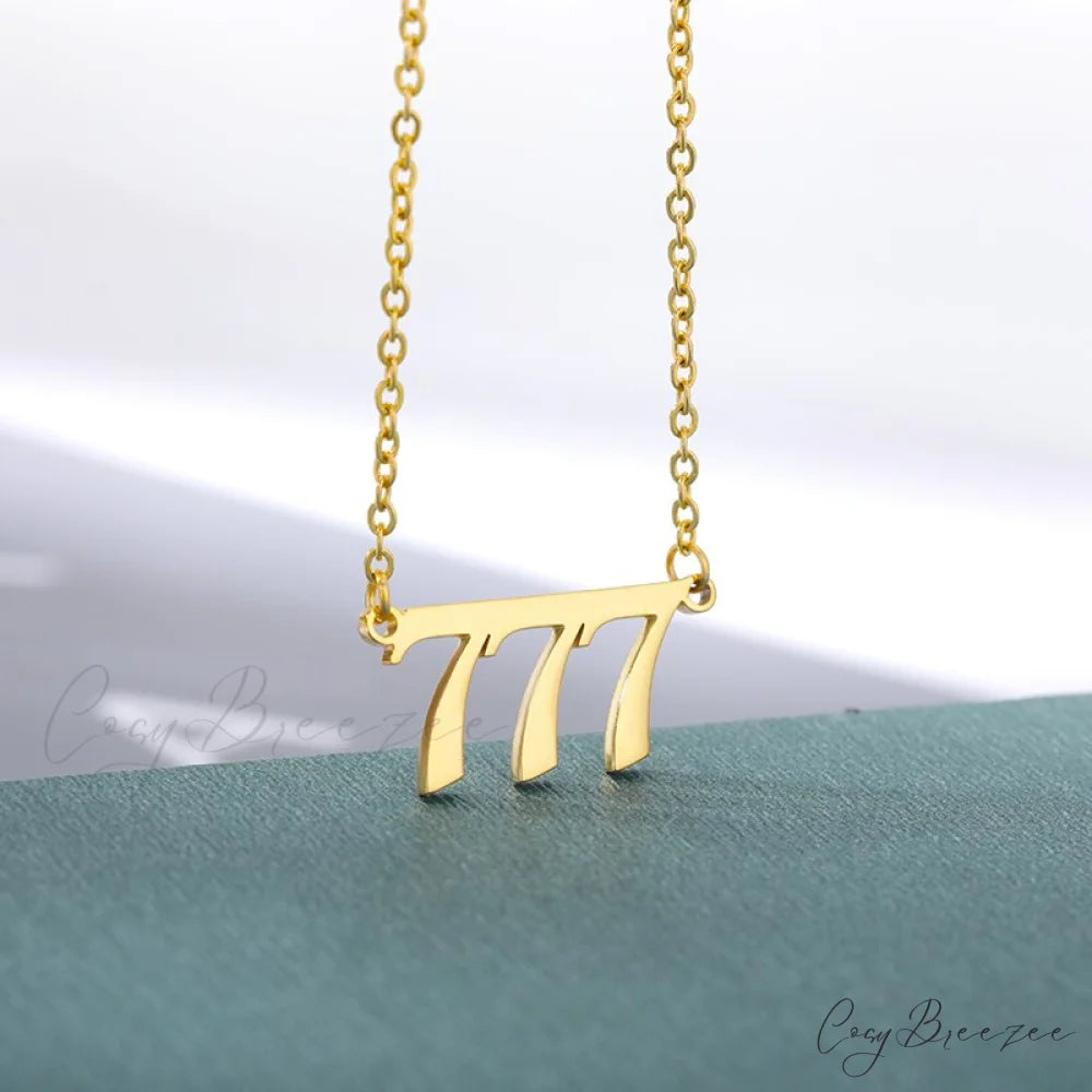 Angel Number Necklaces 777 / Gold Color