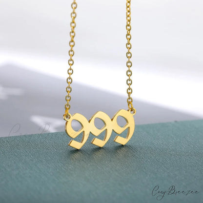 Angel Number Necklaces 999 / Gold Color