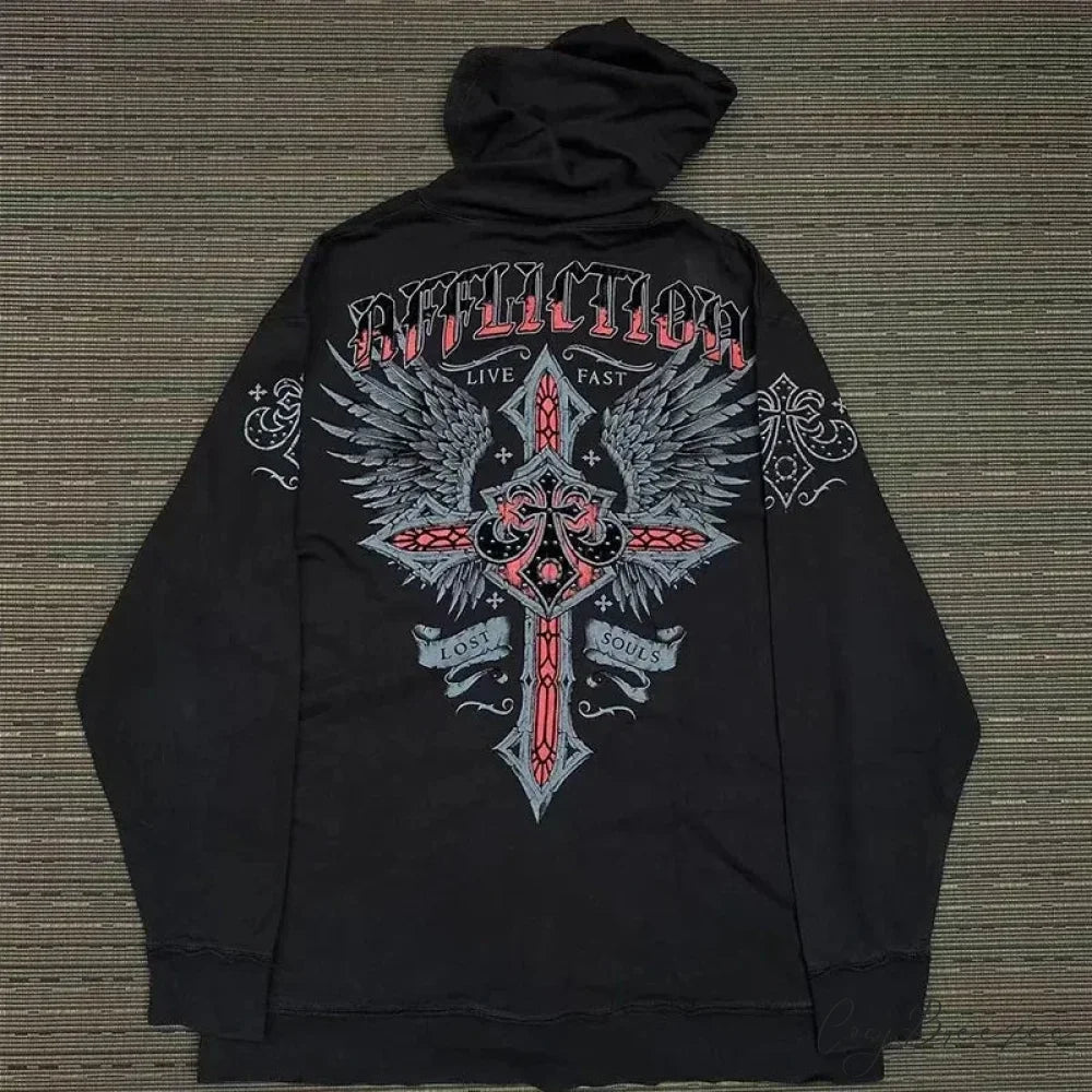 Angel Wing Functional Pleat Hoodie black 7 / S hoodies-241228