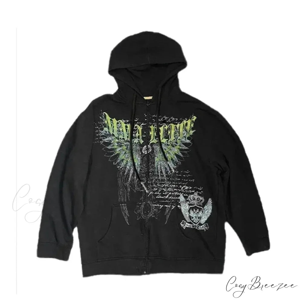 Angel Wing Functional Pleat Hoodie black 8 / S hoodies-241228