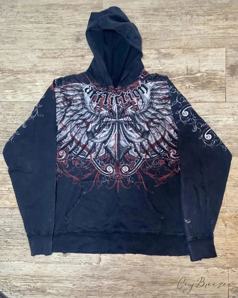 Angel Wing Functional Pleat Hoodie hoodies-241228