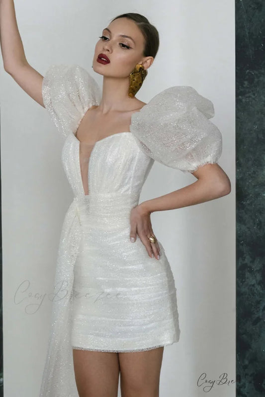 Angelic Love Puff Trendy Sleeve Mini Dress Ivory / 2