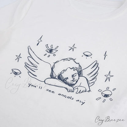 Angles Graphic Stylish White Tee