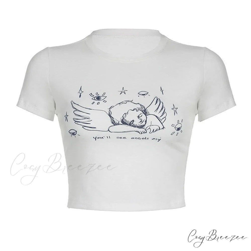 Angles Graphic Stylish White Tee White / S