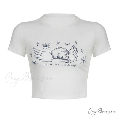 Angles Graphic Stylish White Tee White / S