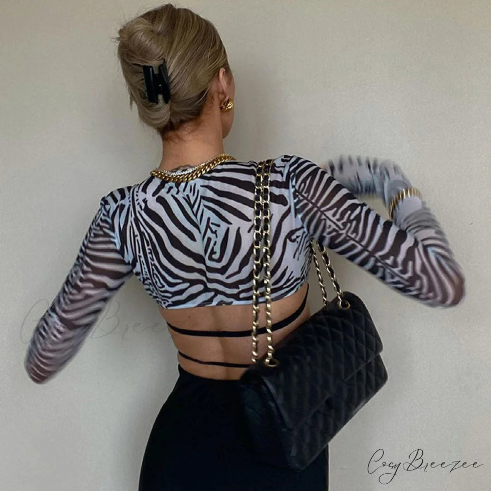 Animal Print High Neck Long Classic Sleeve Midi Dress - Tiger L / Zebra