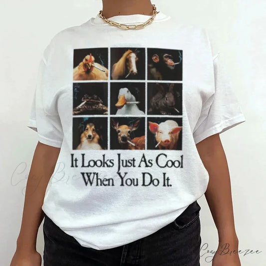 Animal Smoker Ironic Meme Tee WHITE / S t-shirt-250223
