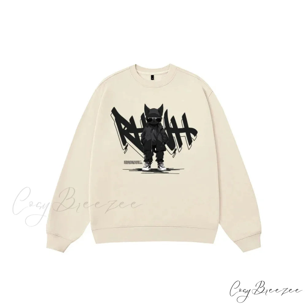 Anime Print Fleece Vintage Sweatshirt