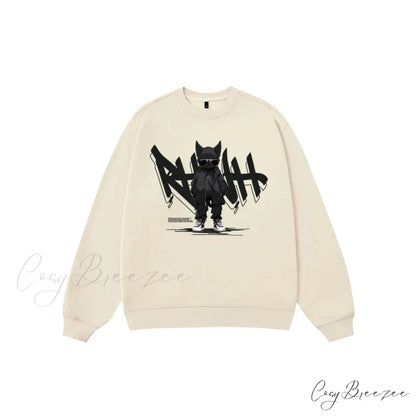 Anime Print Fleece Vintage Sweatshirt