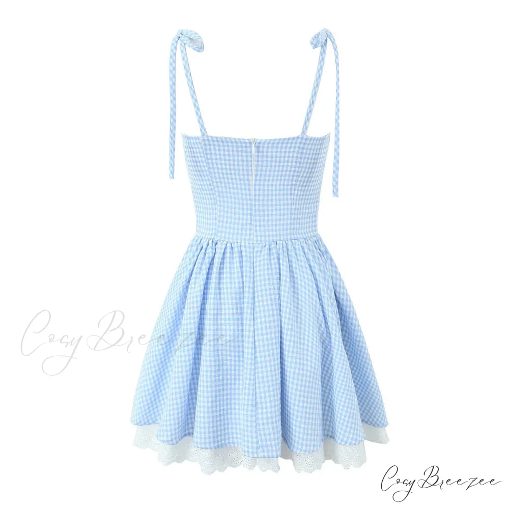 ANKA Elegant MINI DRESS Blue -white / M