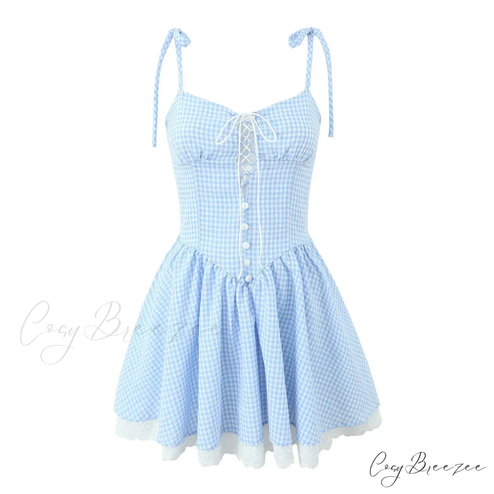 ANKA Elegant MINI DRESS Blue -white / S