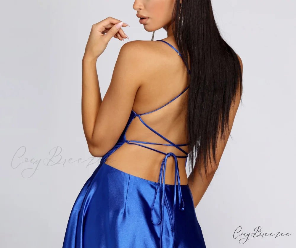 Anne Formal Stylish Lattice Satin Dress