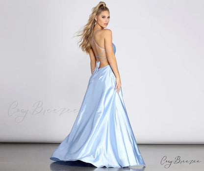 Anne Formal Stylish Lattice Satin Dress