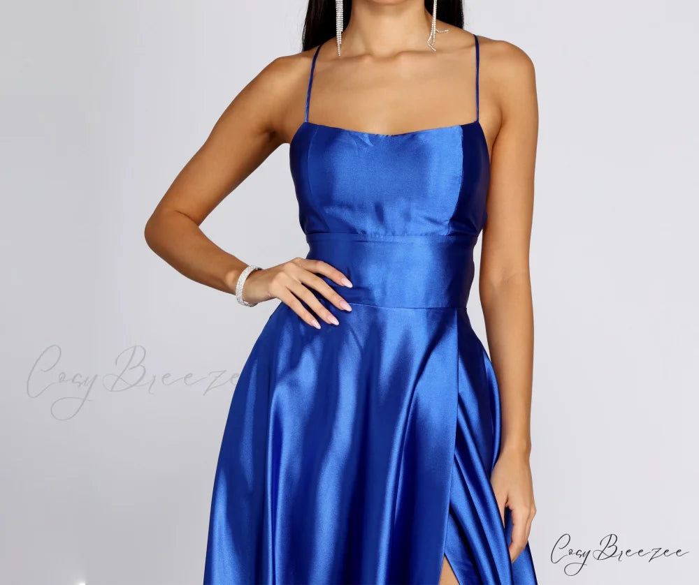 Anne Formal Stylish Lattice Satin Dress