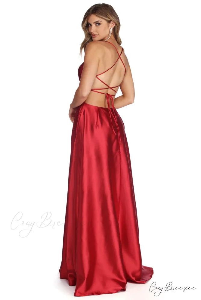 Anne Formal Stylish Lattice Satin Dress
