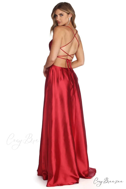 Anne Formal Stylish Lattice Satin Dress
