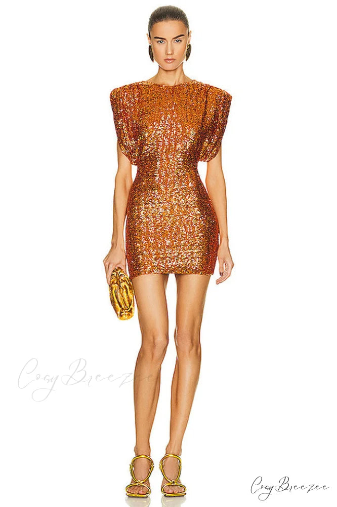 Annie Sequin Mini Charming Dress In Orange