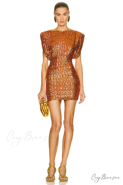 Annie Sequin Mini Charming Dress In Orange