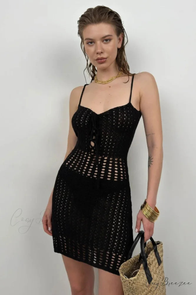 Another Girl Crochet Charming Knit Mini Dress