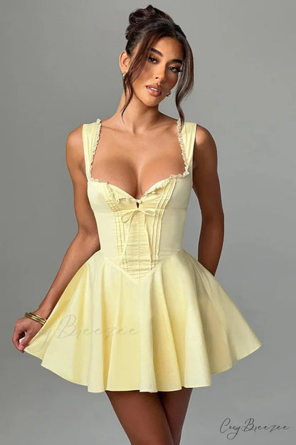 Antonella Elegant Mini Dress XS / Yellow