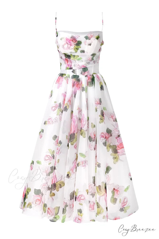 Apple Blossom Spaghetti Charming Strap Midi Dress XXS / Apple Blossom