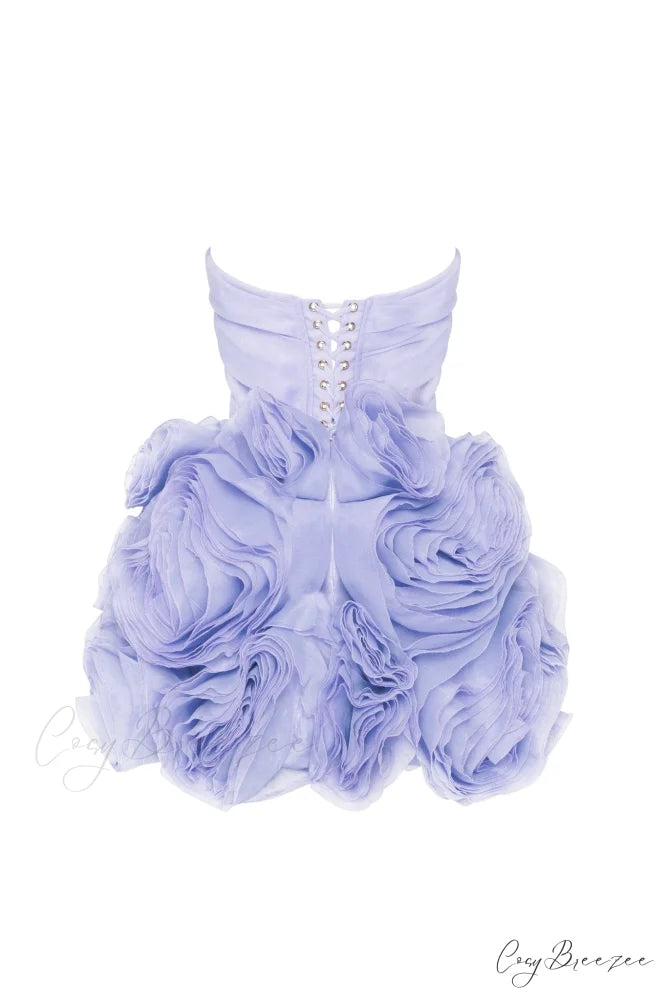 Appliqud Organza Stylish Lavender Mini Dress