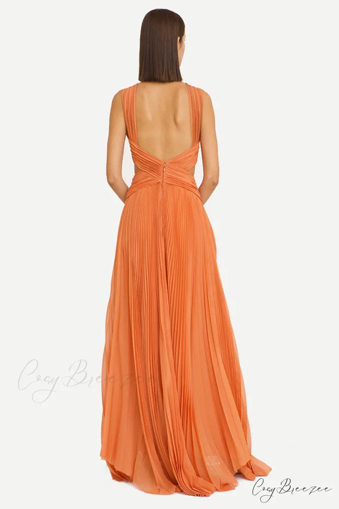 Arabella Chiffon Graceful Backless Maxi Dress