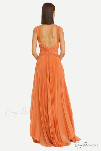 Arabella Chiffon Graceful Backless Maxi Dress