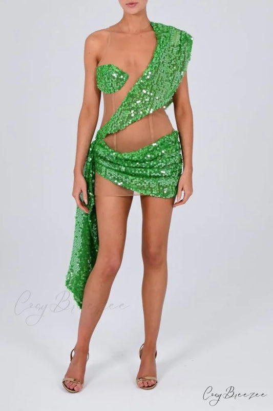 Ares Elegant Mini Dress XS / Emerald Iridescent