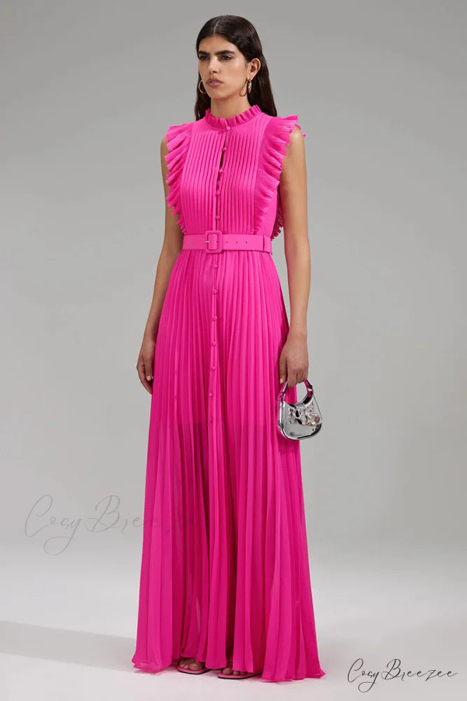 Aries Pleated Graceful Maxi Dress