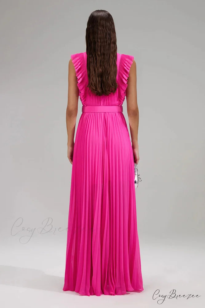 Aries Pleated Graceful Maxi Dress