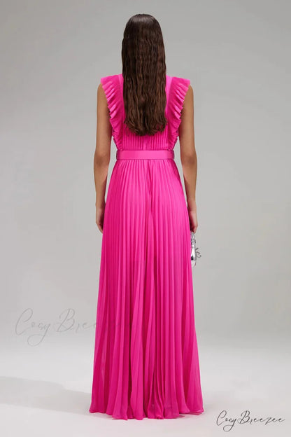 Aries Pleated Graceful Maxi Dress