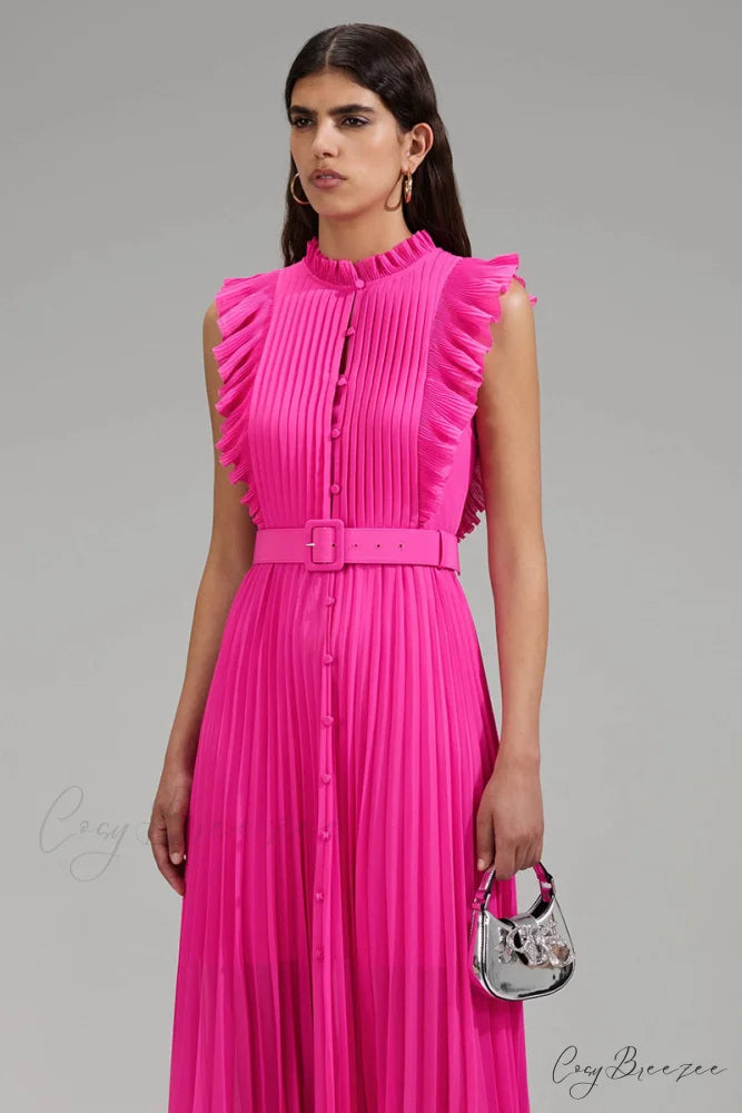 Aries Pleated Graceful Maxi Dress
