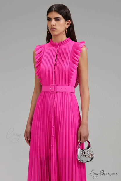 Aries Pleated Graceful Maxi Dress