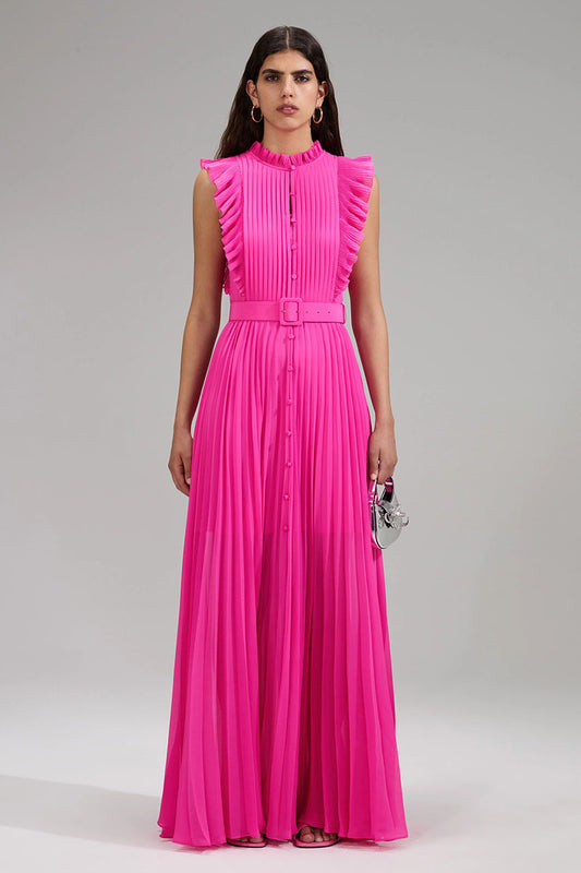 Aries Pleated Graceful Maxi Dress