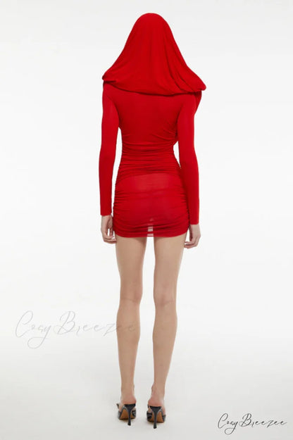 Arina Long Sleeve Charming Plunge Mini Dress