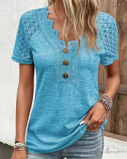 Arm Brief Lace T Shirt Blue / S