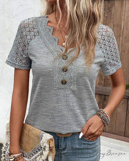 Arm Brief Lace T Shirt Gray / S
