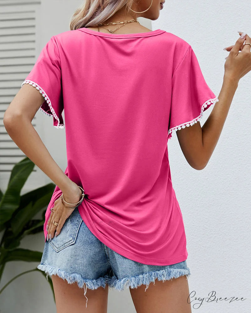 Arm Brief Neck Round T-shirt