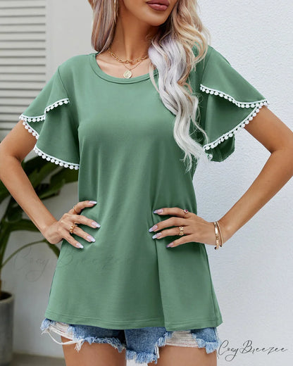 Arm Brief Neck Round T-shirt