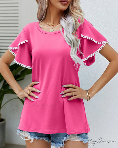 Arm Brief Neck Round T-shirt