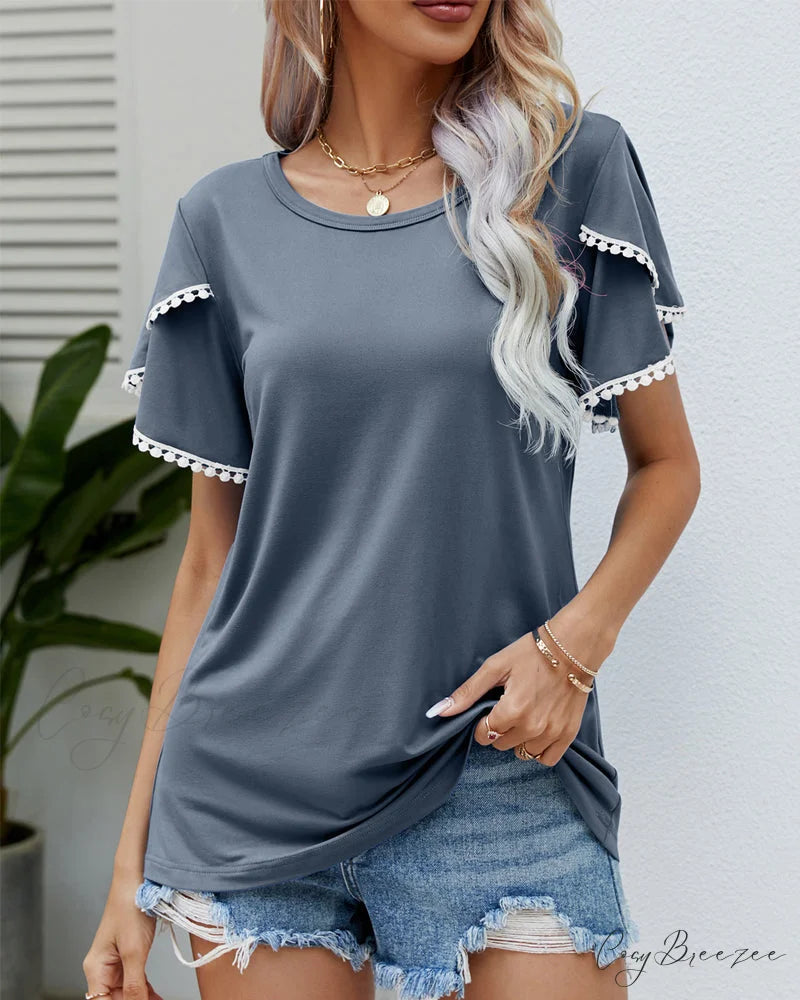 Arm Brief Neck Round T-shirt Gray / S