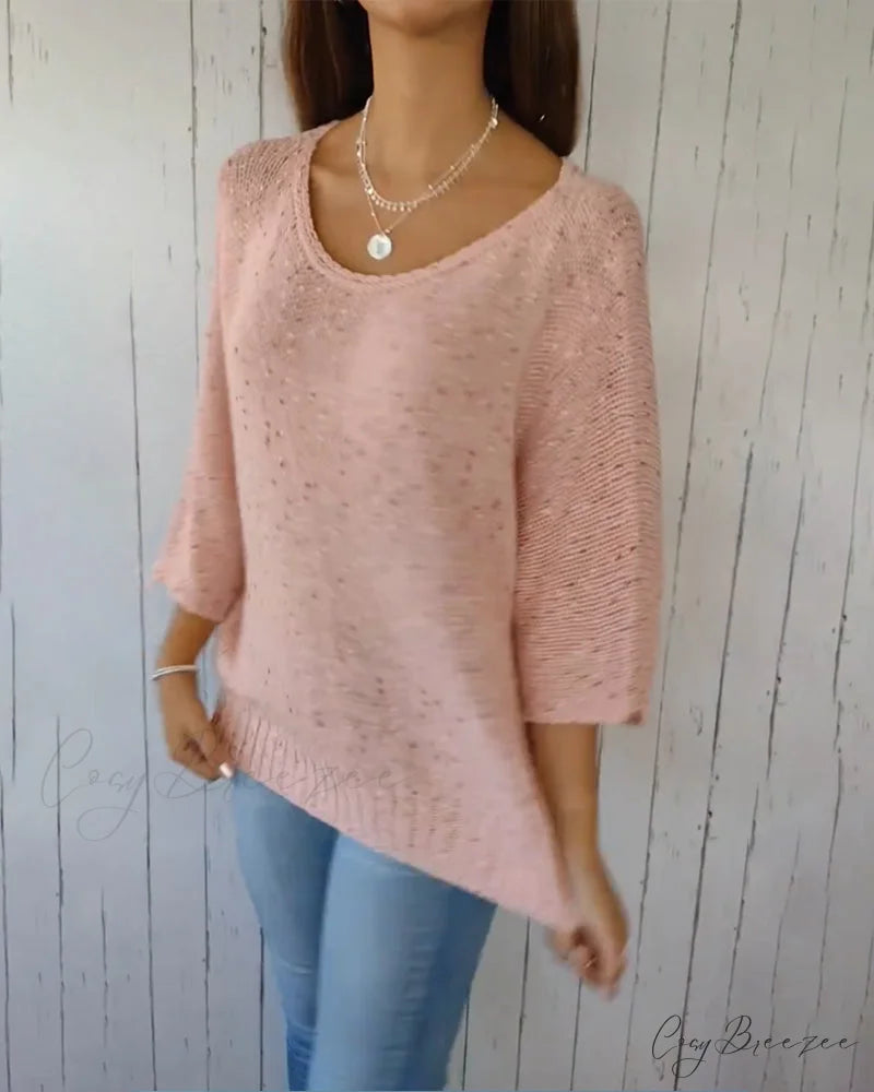 Arm Casual Three-Quarter Pullover