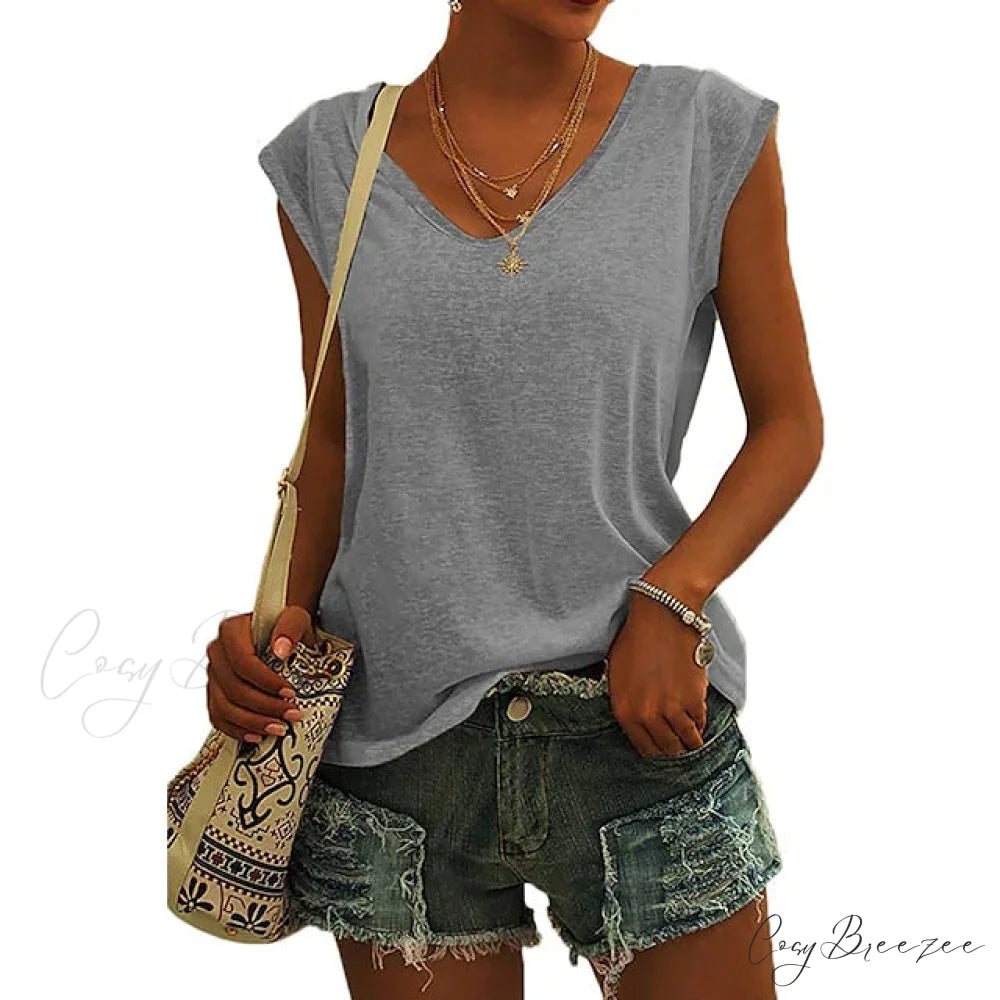 Arm Casual Women’s Cap Tank Loose Fit Top Gray / S