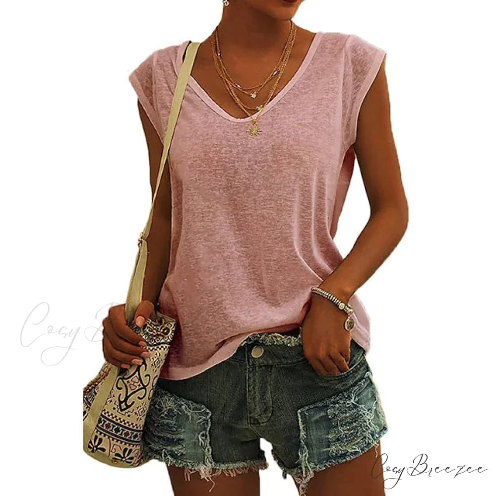 Arm Casual Women’s Cap Tank Loose Fit Top Pink / S