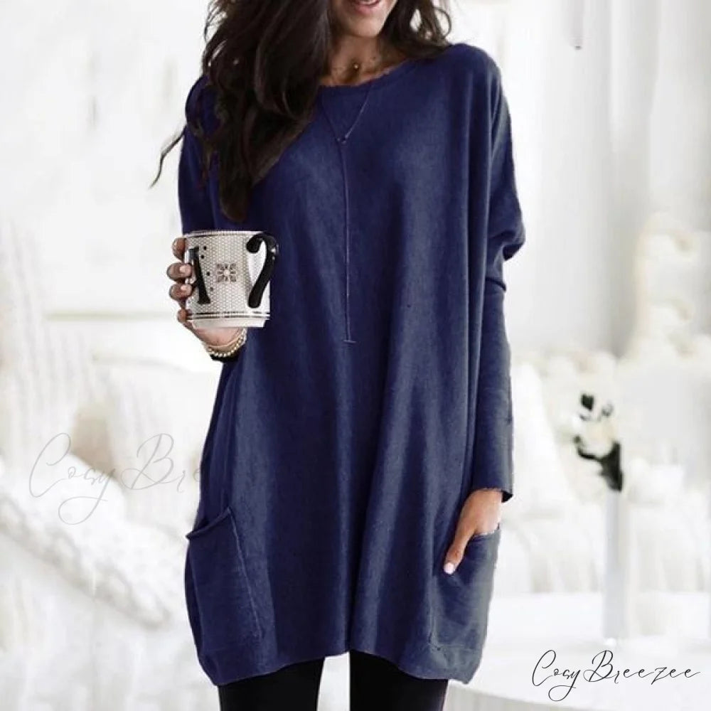 Arm Long Casual with Women’s Top Pocket Navy Blue / S