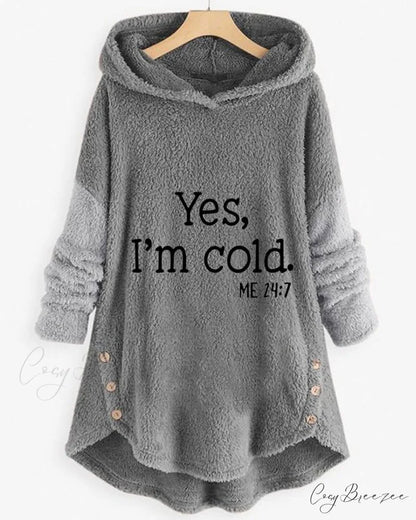 Arm Long Hoodie Top Tunic Casual with Print Gray / S